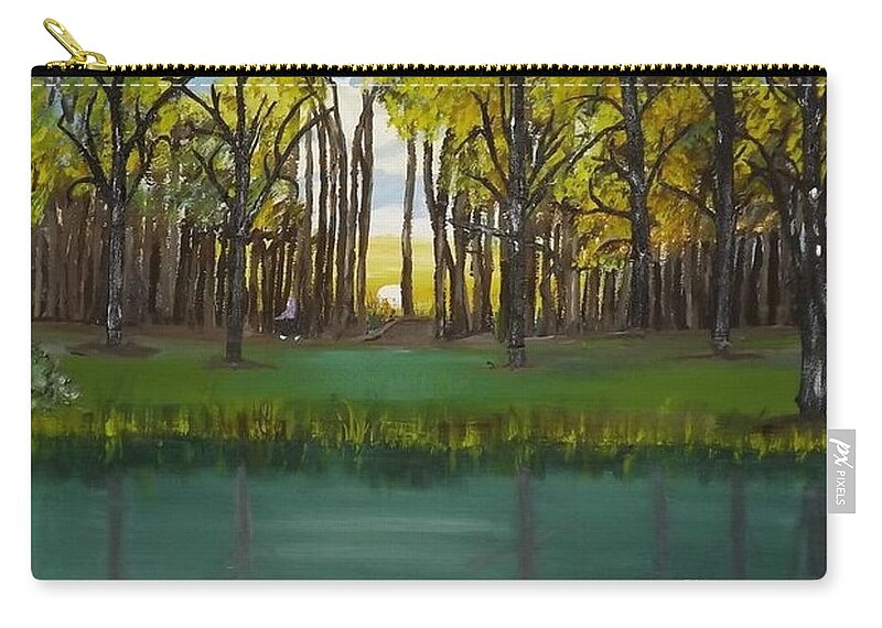 Acrylic Zip Pouch featuring the painting Peeking Sun by Denise Morgan