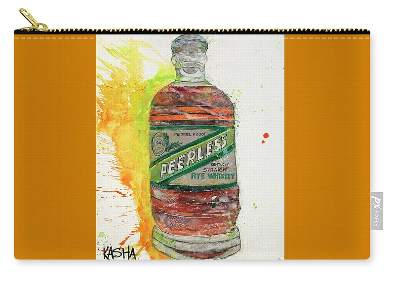Peerless Bourbon Zip Pouch featuring the painting Peerless by Kasha Ritter