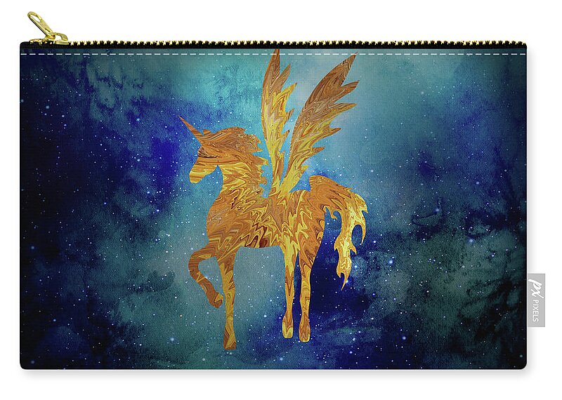 Pegasus Carry-all Pouch featuring the digital art Pegasus in Space by Sambel Pedes