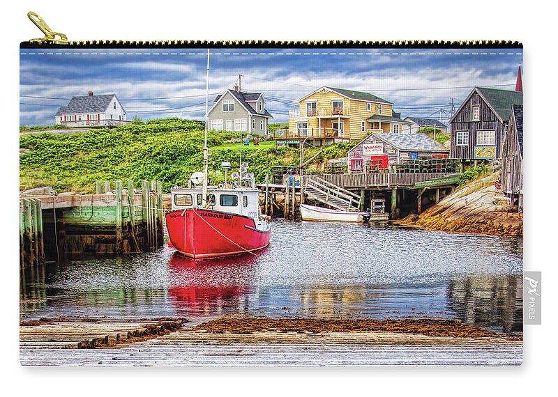Peggy's Cove Zip Pouch featuring the photograph Peggy's Cove in perspective by Tatiana Travelways