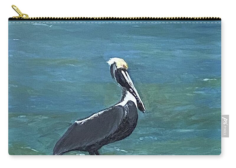 Painting Zip Pouch featuring the painting Pelican Pride by Paula Pagliughi