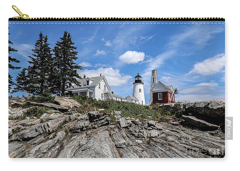 Lighthouse Zip Pouch featuring the photograph Pemaquid Point Lighthouse Maine by Veronica Batterson