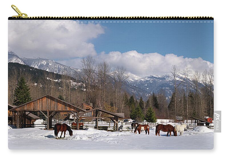 617 Zip Pouch featuring the photograph Pemberton Canada Horses by Sonny Ryse