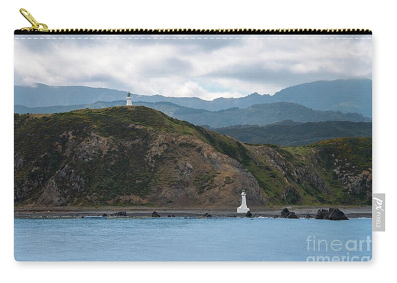 Cook Strait Zip Pouch featuring the photograph Pencarrow Lighthouse by Bob Phillips