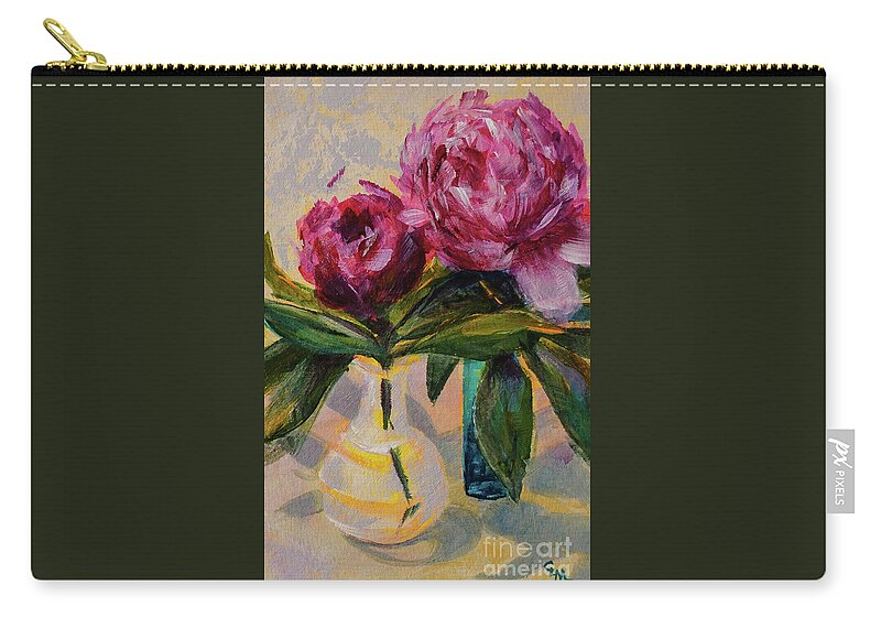 Peony Zip Pouch featuring the photograph Peonies and Vases No. 2 by Cheryl McClure