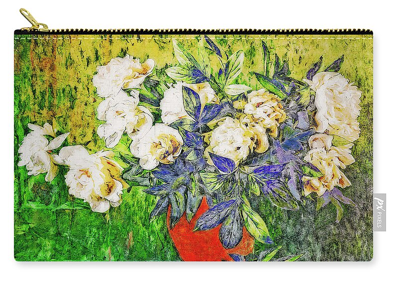 Peonies Zip Pouch featuring the digital art Peonies by Sandra Selle Rodriguez