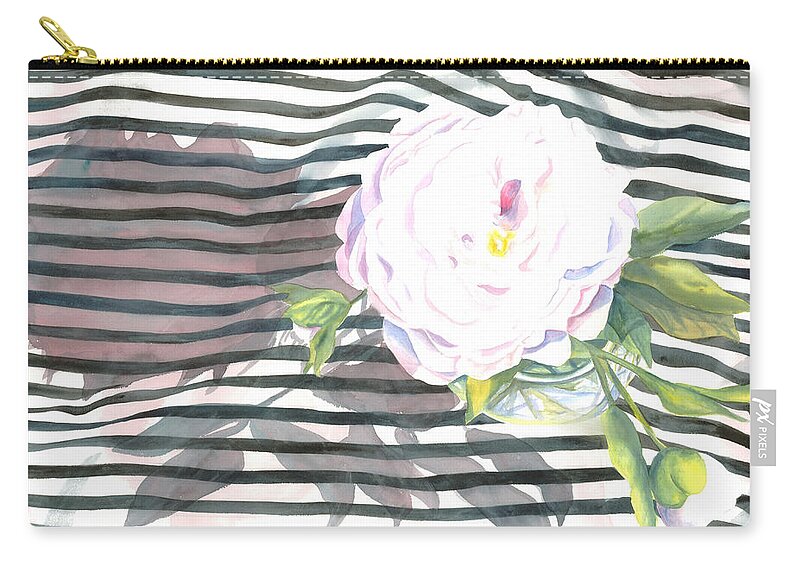  Zip Pouch featuring the mixed media Peony by S Seema Z