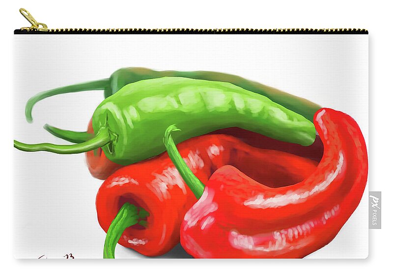 Peppers Zip Pouch featuring the digital art Pepper Joy by Rohvannyn Shaw