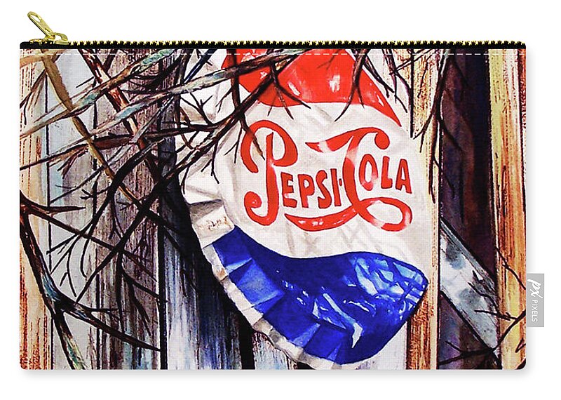 Pepsi Zip Pouch featuring the painting Pepsi sign in paradise by Nedra Russ