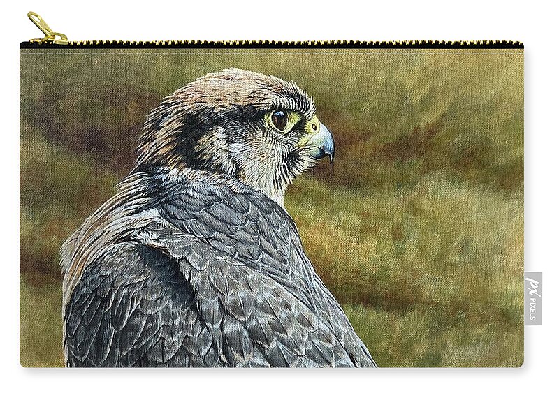 Peregrine Zip Pouch featuring the painting Peregrine Falcon Study by Alan M Hunt