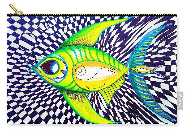 Fish Carry-all Pouch featuring the painting Perplexed Contentment Fish by J Vincent Scarpace