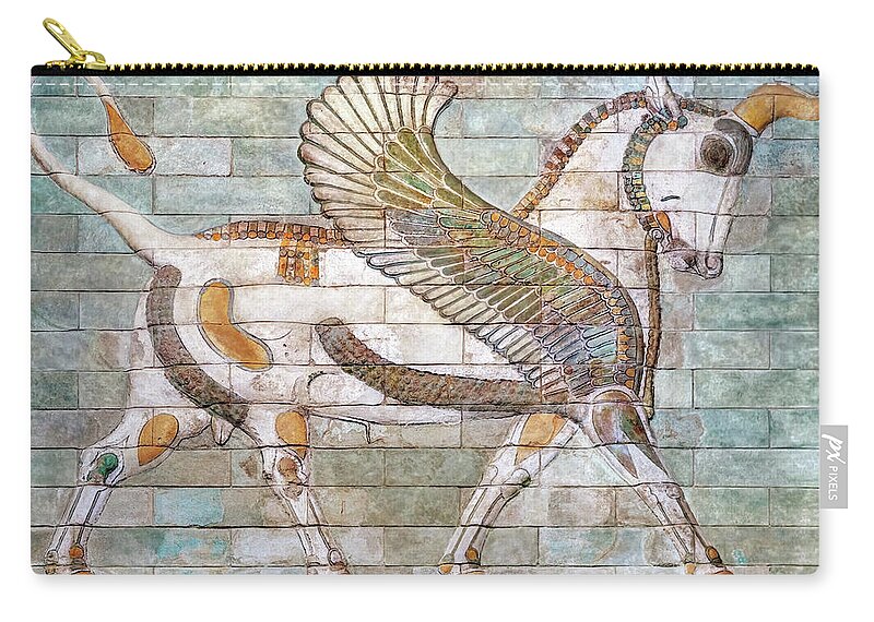 Persian Bull Carry-all Pouch featuring the photograph Persian Winged Bull by Weston Westmoreland