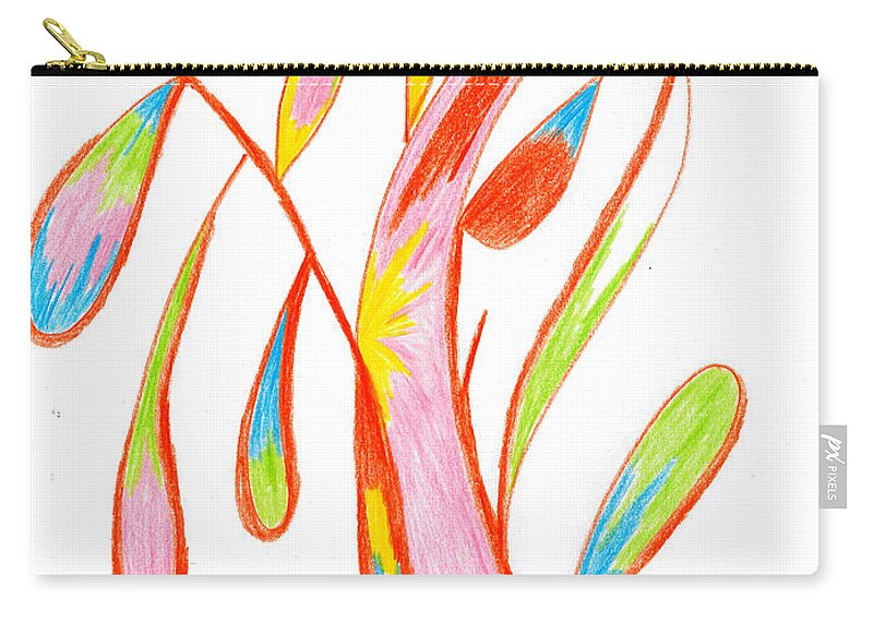 Abstract Zip Pouch featuring the drawing Petals by Mary Mikawoz