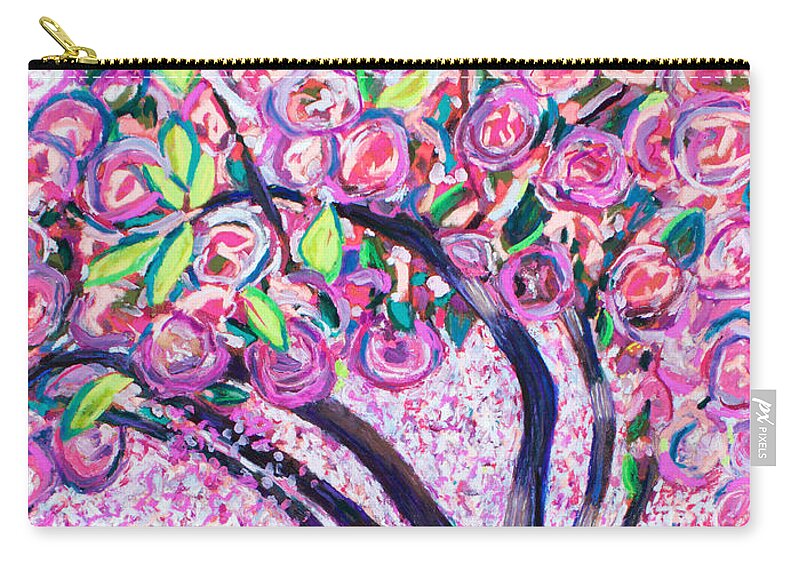  Zip Pouch featuring the painting Petals Overhead and Underfoot by Polly Castor