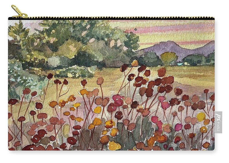 Trees Carry-all Pouch featuring the painting Peter Strauss Ranch Seed Heads by Luisa Millicent