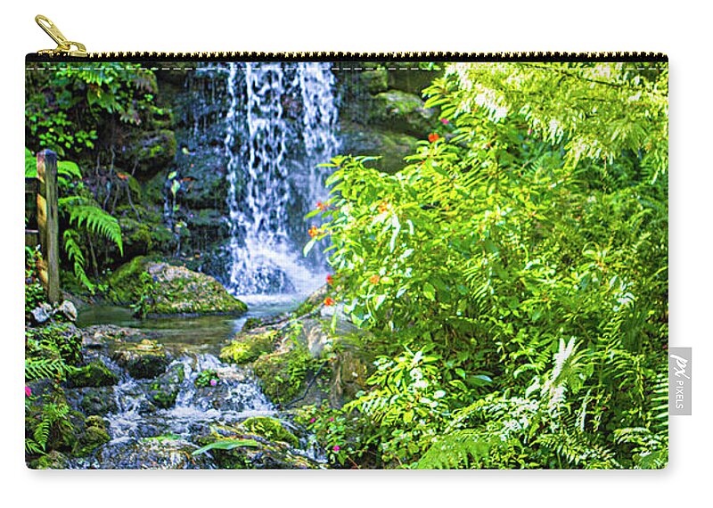 Color Zip Pouch featuring the photograph Petite River Waterfall by Alan Hausenflock