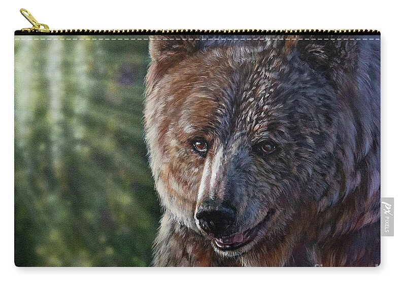 Bear Zip Pouch featuring the painting Petrichor by Lachri