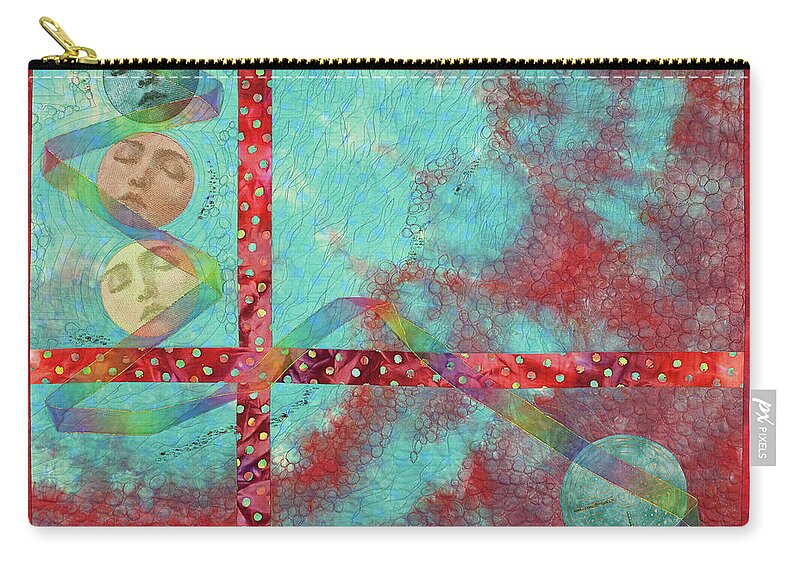 Wall Hanging Carry-all Pouch featuring the mixed media Phases by Vivian Aumond