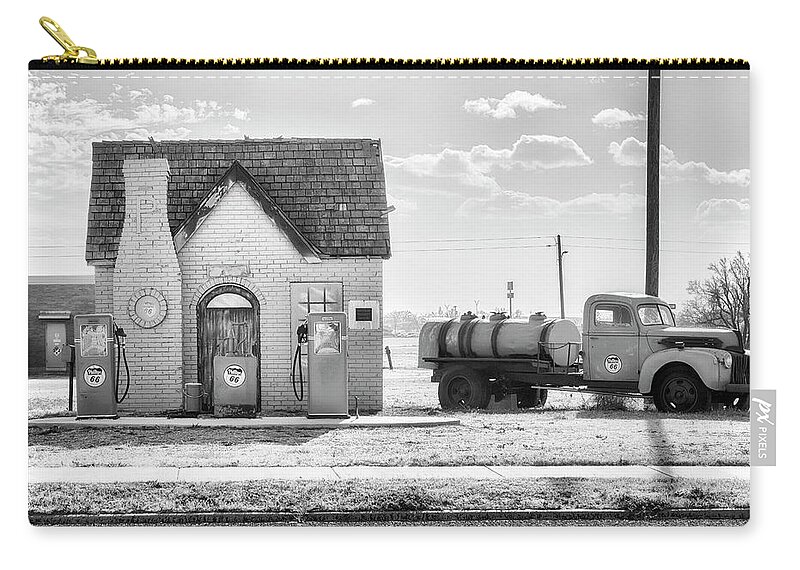 Phillips 66 Zip Pouch featuring the photograph Phillips 66 - McLean Texas - Route 66 by Susan Rissi Tregoning