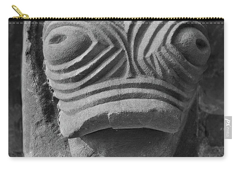 Romanesque Zip Pouch featuring the sculpture The Stone Bestiary - Photo of Norman Romanesque relief sculptures from Kilpec #4 by Paul E Williams