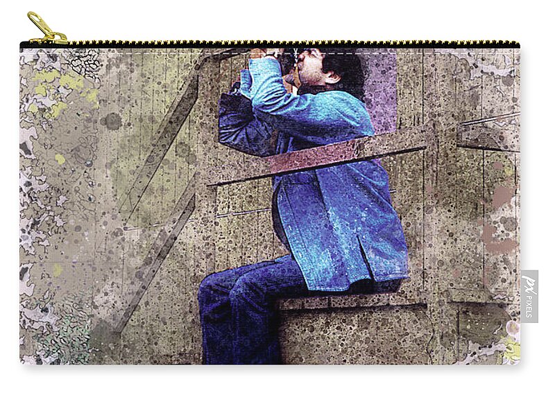 Sitting Zip Pouch featuring the digital art Photographer by Anthony Ellis