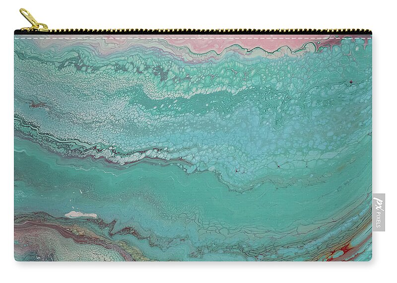 Pour Zip Pouch featuring the mixed media Pink Sea by Aimee Bruno