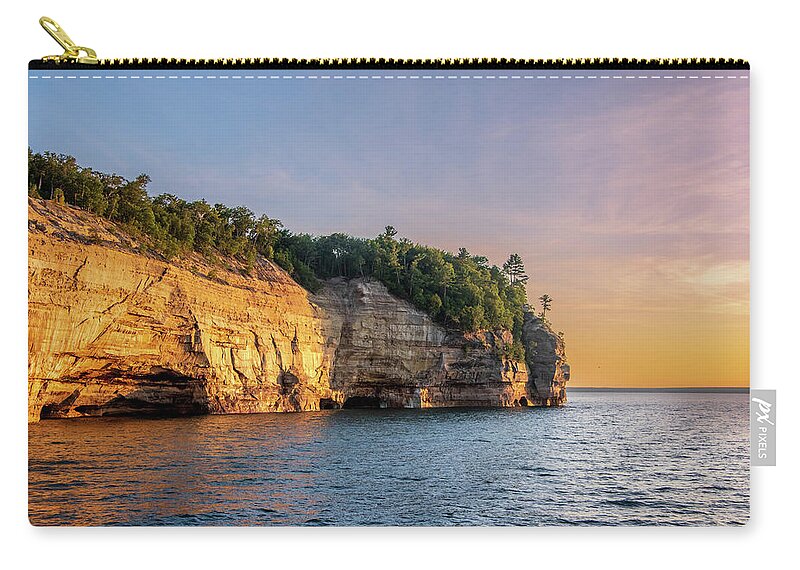 Pictured Rocks Zip Pouch featuring the photograph Pictured Rocks Sunset by Nathan Wasylewski