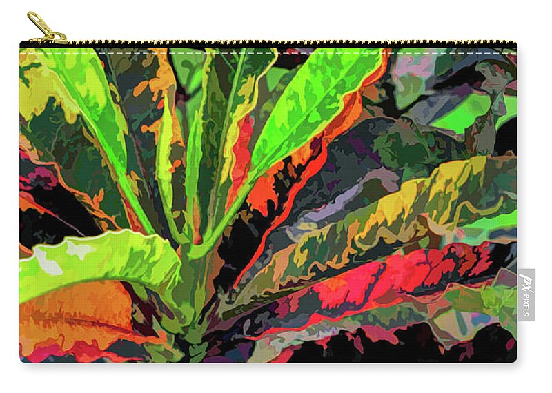 Croton Carry-all Pouch featuring the digital art Pie-Crusted Croton by Ron Grafe