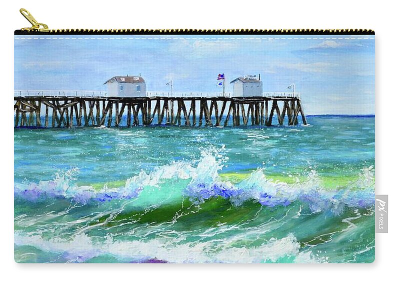 San Clemente Pier Zip Pouch featuring the painting Pier by Mary Scott