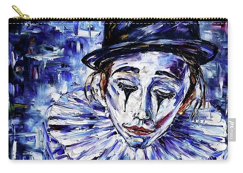 Pierrot Carry-all Pouch featuring the painting Pierrette by Mirek Kuzniar