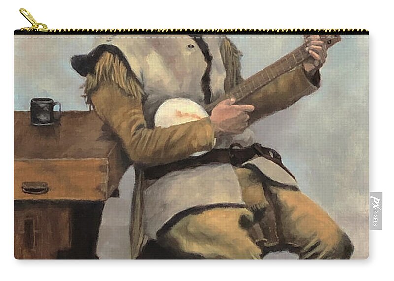 1840 Zip Pouch featuring the painting Pilgrim Pat, troubadour by Todd Cooper