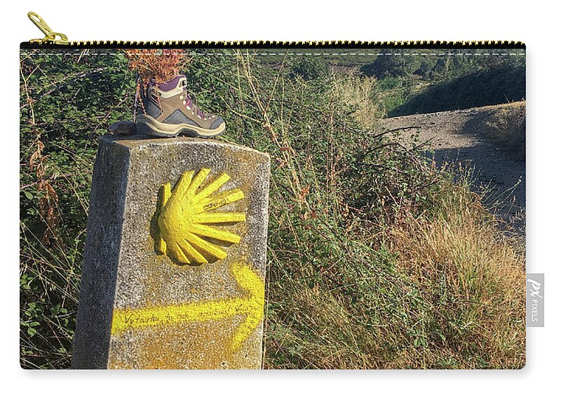 Camino De Santiago Zip Pouch featuring the photograph Pilgrimage sign Camino de Santiago l1 by Ben Massiot