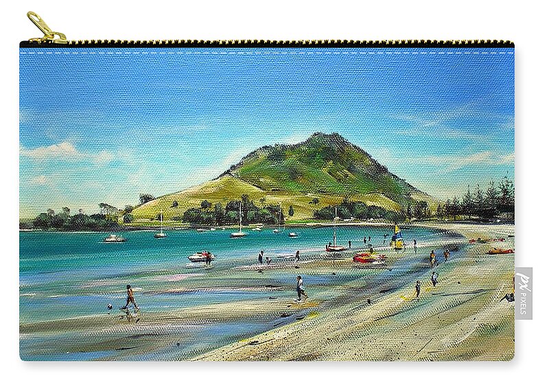 Beach Zip Pouch featuring the painting Pilot Bay Mt M 050110 by Sylvia Kula