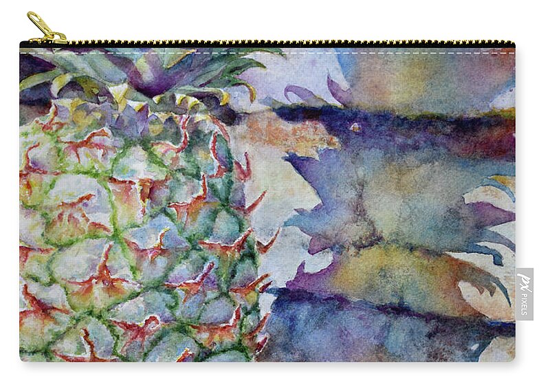 Pineapple Zip Pouch featuring the painting Pineapple and Shadow by Wendy Keeney-Kennicutt