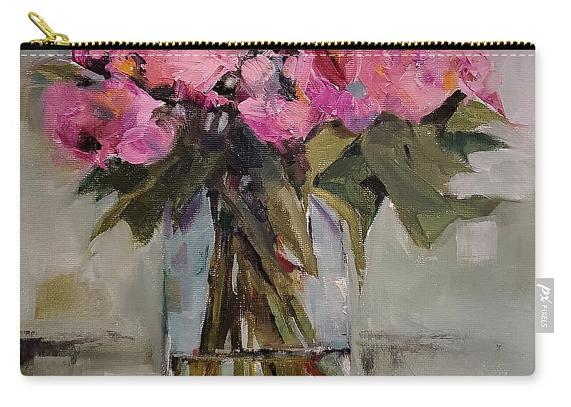 Flowers Carry-all Pouch featuring the painting Pink Azaleas by Sheila Romard