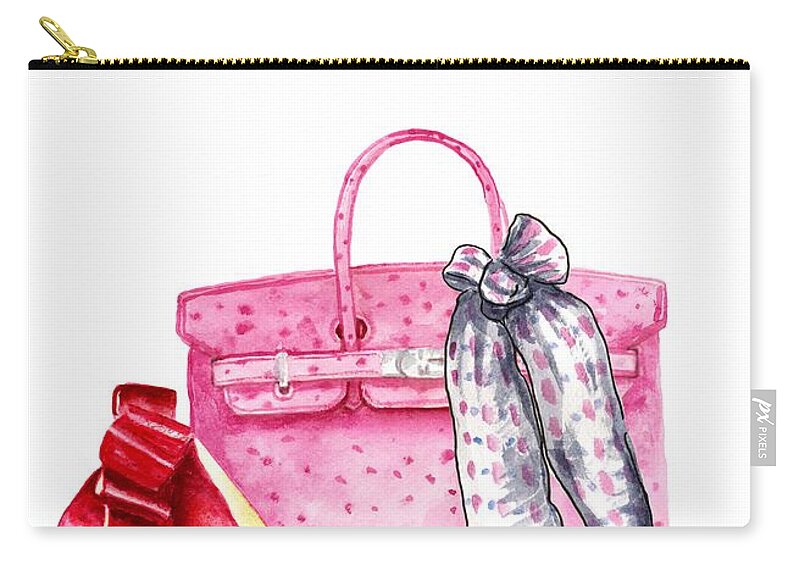 Pink bag, fashion illustration Jigsaw Puzzle by Green Palace - Pixels