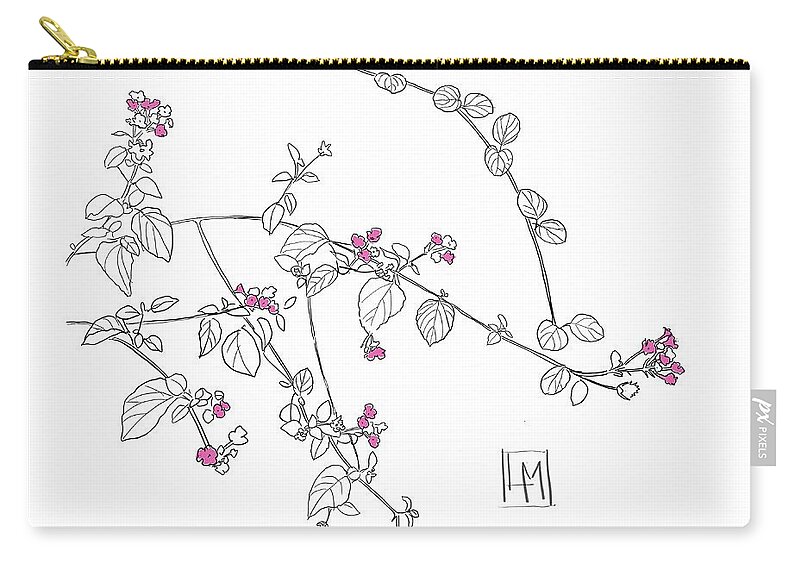 Vase Zip Pouch featuring the digital art Pink Blooms by Luisa Millicent