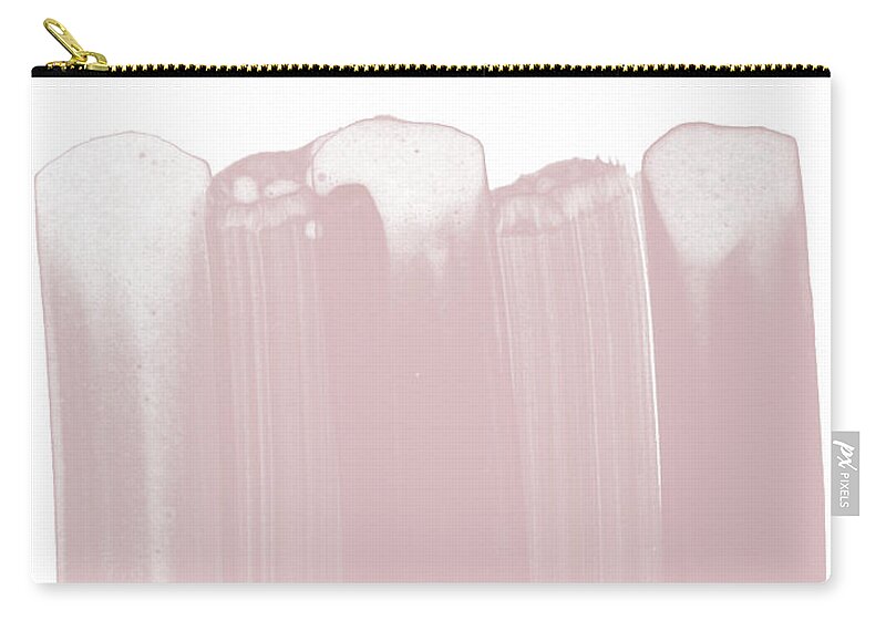 Pink Zip Pouch featuring the painting Pink Brushstrokes Minimalist Abstract Painting by Janine Aykens