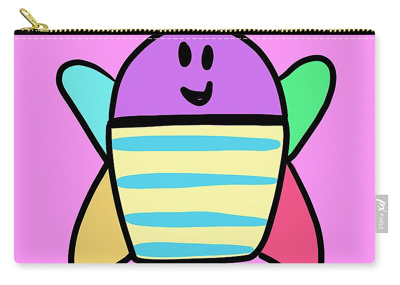 Bug Zip Pouch featuring the digital art Pink Bug by Ashley Rice
