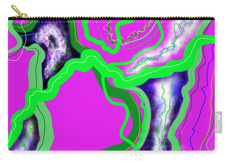 Cosmos Zip Pouch featuring the digital art Pink Cosmos by Amber Lasche