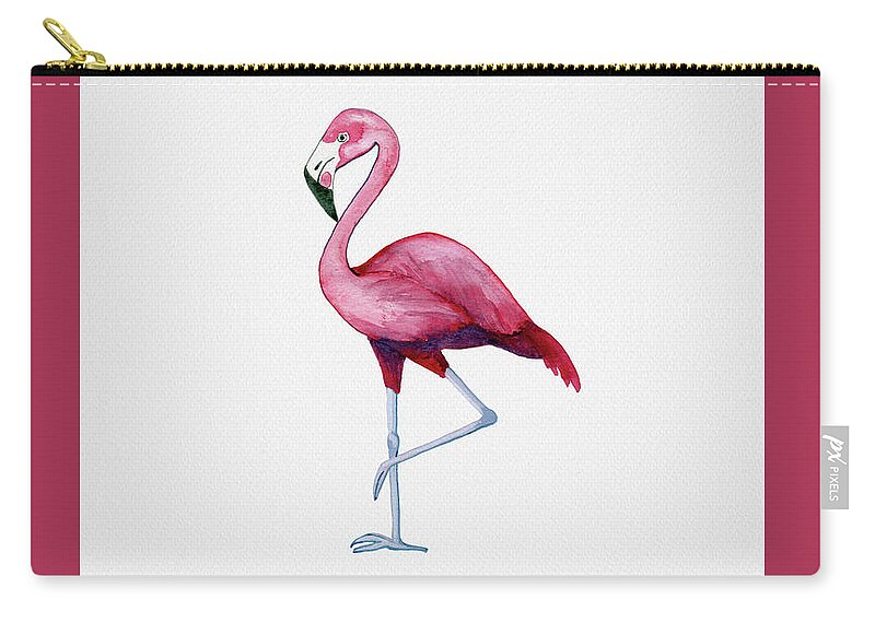Flamingo Carry-all Pouch featuring the painting Pink Flamingo by Michele Fritz