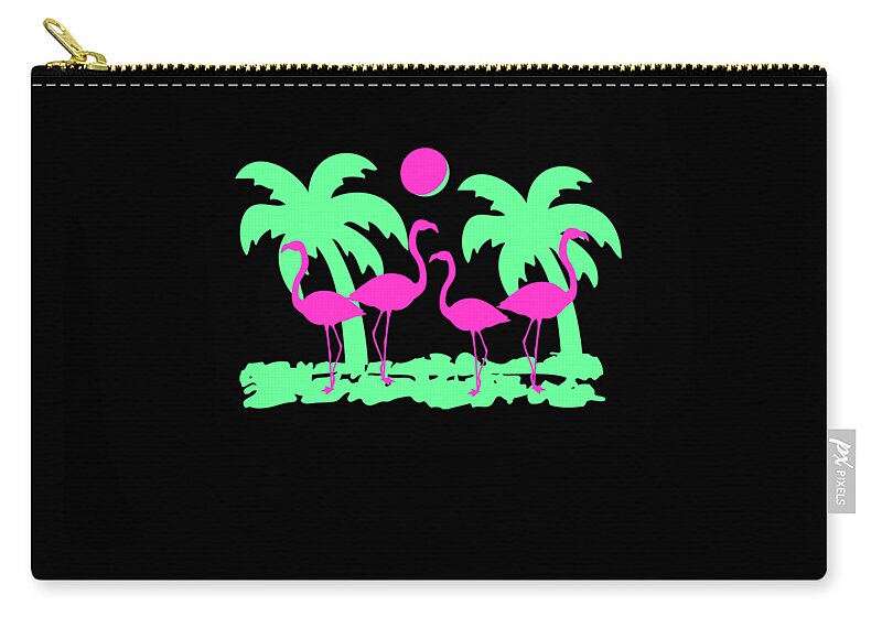 Funny Zip Pouch featuring the digital art Pink Flamingos by Flippin Sweet Gear