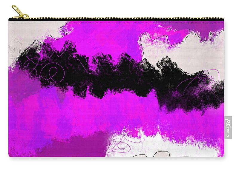 Abstract Zip Pouch featuring the painting Pink FLow by Amber Lasche