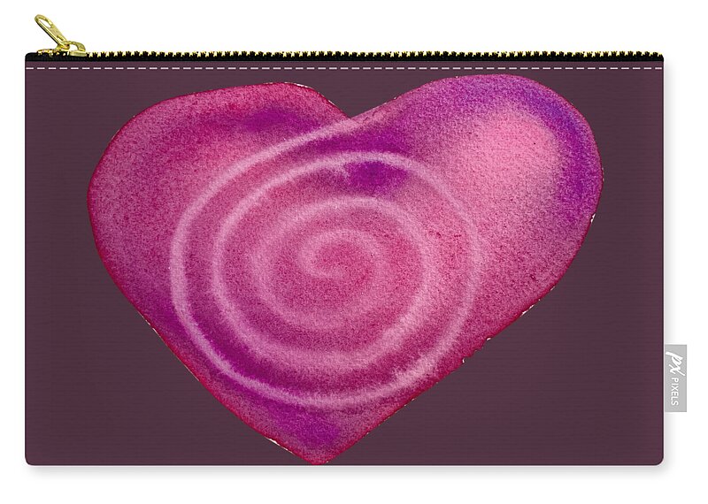 Vibrant Carry-all Pouch featuring the painting Pink Heart Spiral by Sandy Rakowitz