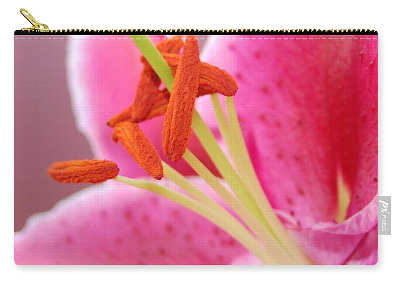 Lily Carry-all Pouch featuring the photograph Pink Lily 5 by Amy Fose