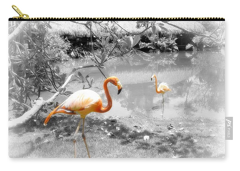 Bird Carry-all Pouch featuring the photograph Pink Orange Flamingo Photo 212 by Lucie Dumas