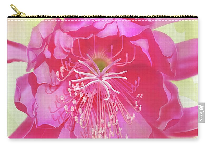 Orchid Zip Pouch featuring the mixed media Pink Orchid Cactus by Shari Warren