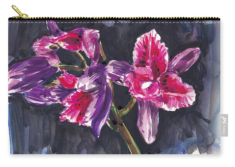 Orchids Carry-all Pouch featuring the painting Pink Orchids by George Cret