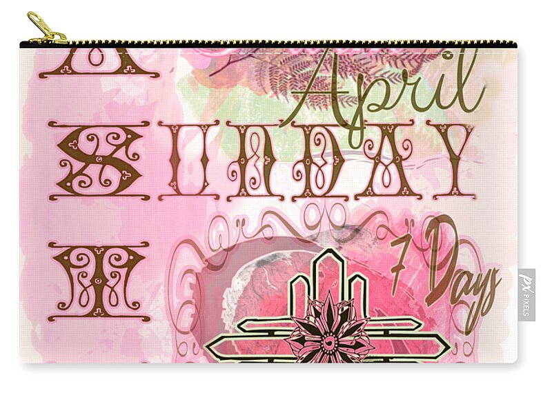 Pink Zip Pouch featuring the digital art Pink Palm Sunday Easter Cropped by Delynn Addams