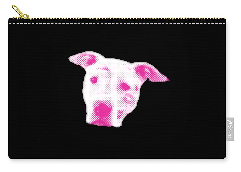 Funny Zip Pouch featuring the digital art Pink Pitbull Head by Flippin Sweet Gear